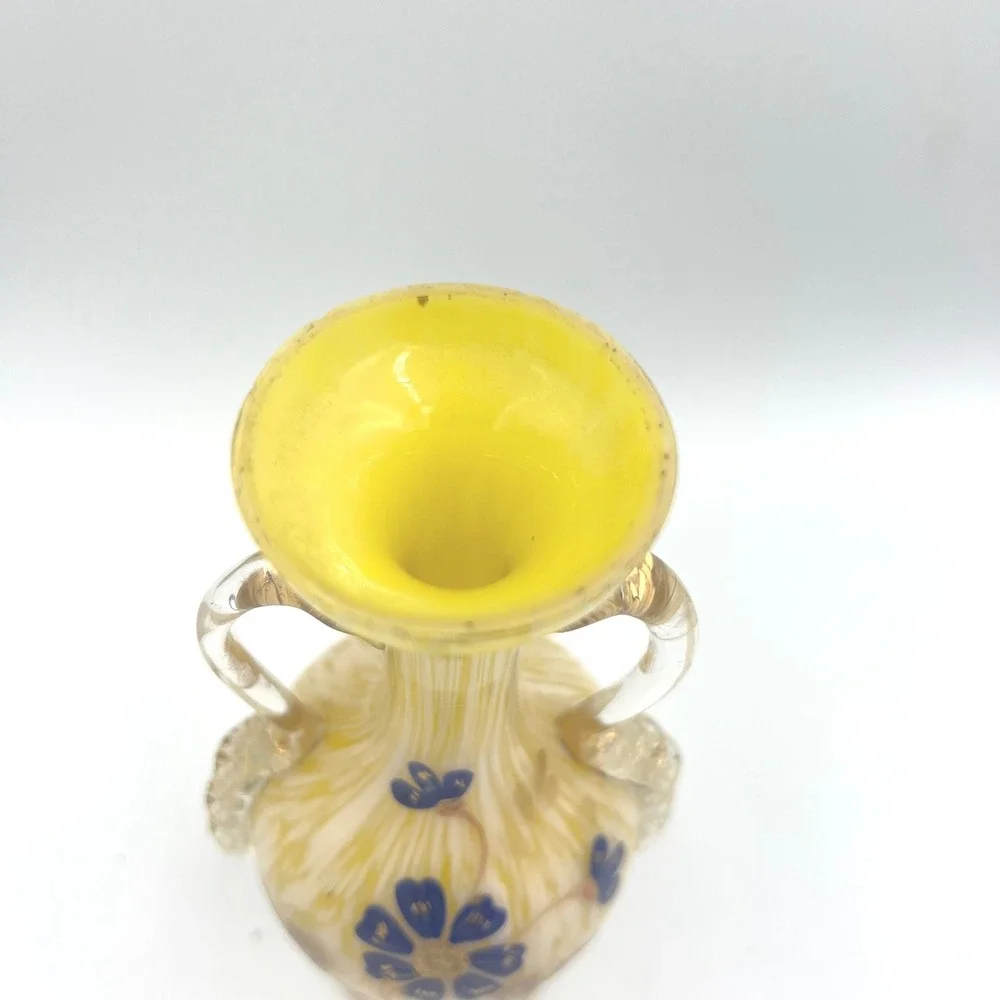 Antique Czech Welz Ruckl Tomschick Spatter Glass Vase w/ Enamel‎ & Rigaree
